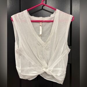 FP Movement White Sleeveless Knot-Front Top